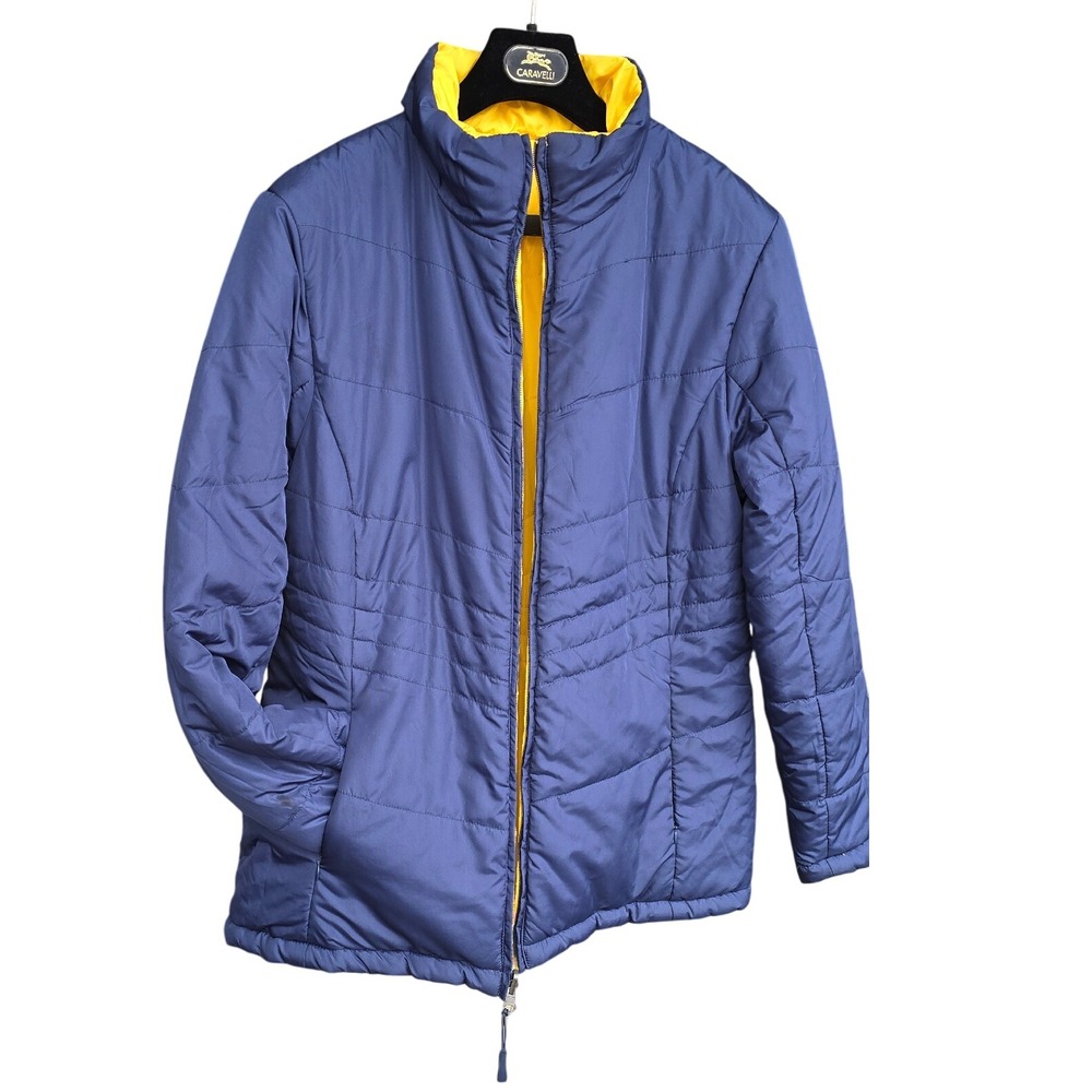 Athletech Puffer Jacket Blue Yellow Reversible‎ Quilted Full Zip XL
